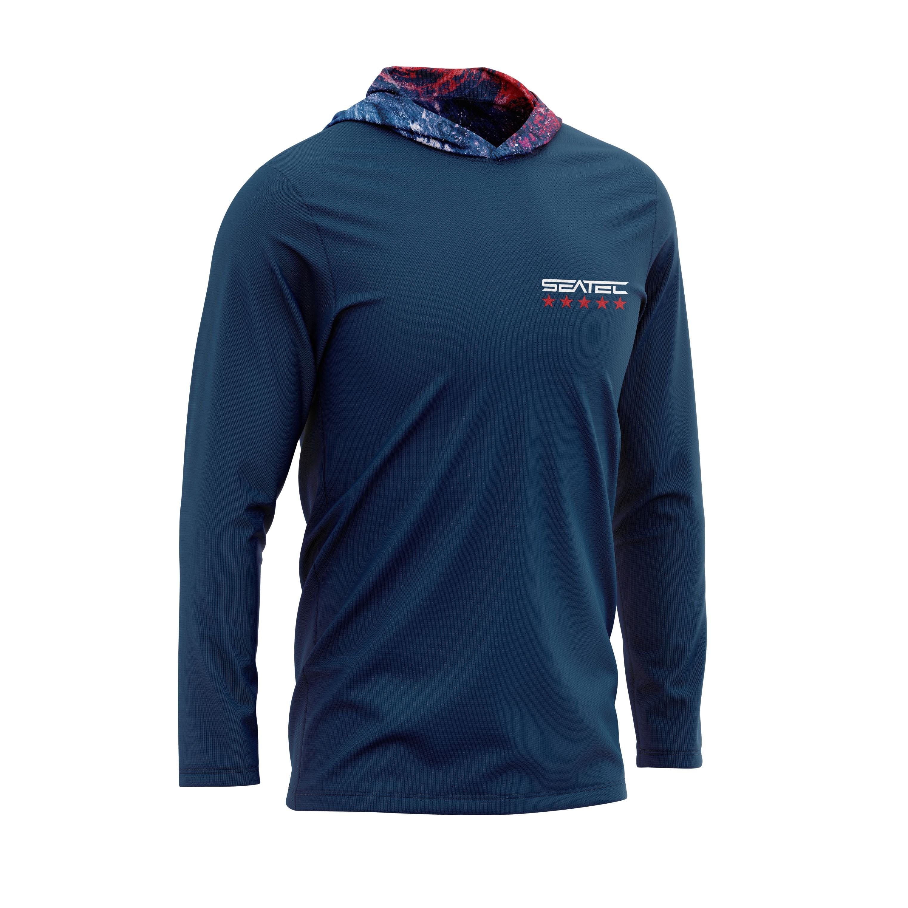 Men's Sport Tec | Minimalist Spindrift | Hooded Shirt in Blue | Size XS