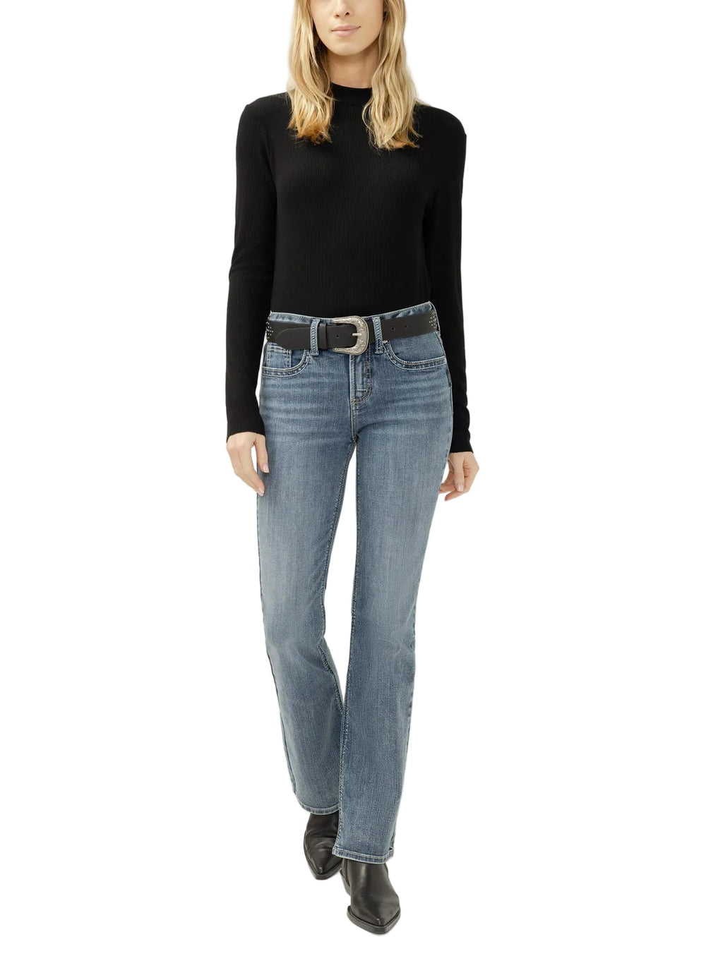 SILVER JEANS Jeans Silver Jeans Co Women's Arizona Blue Suki Mid Rise Bootcut Frontier Jeans L93719LFO368