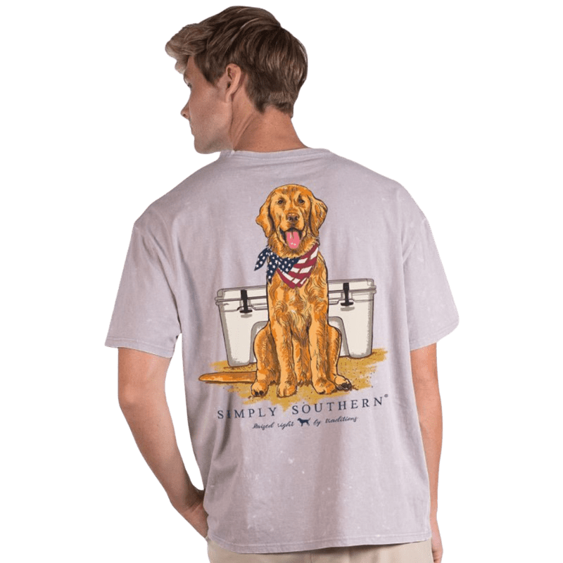 Simply Southern Men s Golden Ember Grey Short Sleeve T Shirt