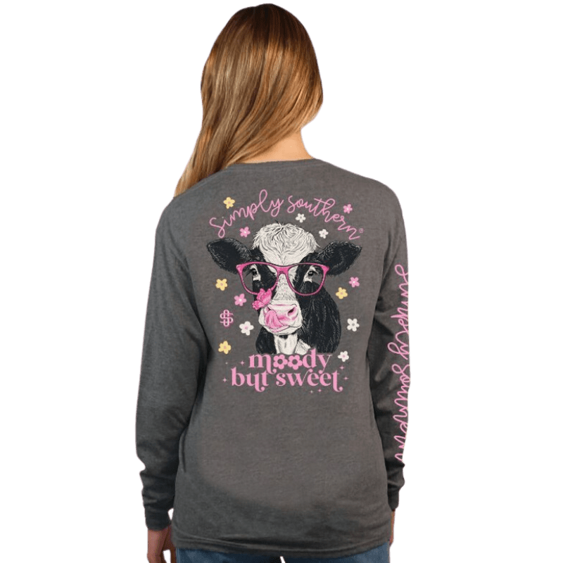 Simply Southern Shirts Simply Southern Women's Charcoal Moody Long Sleeve T-Shirt