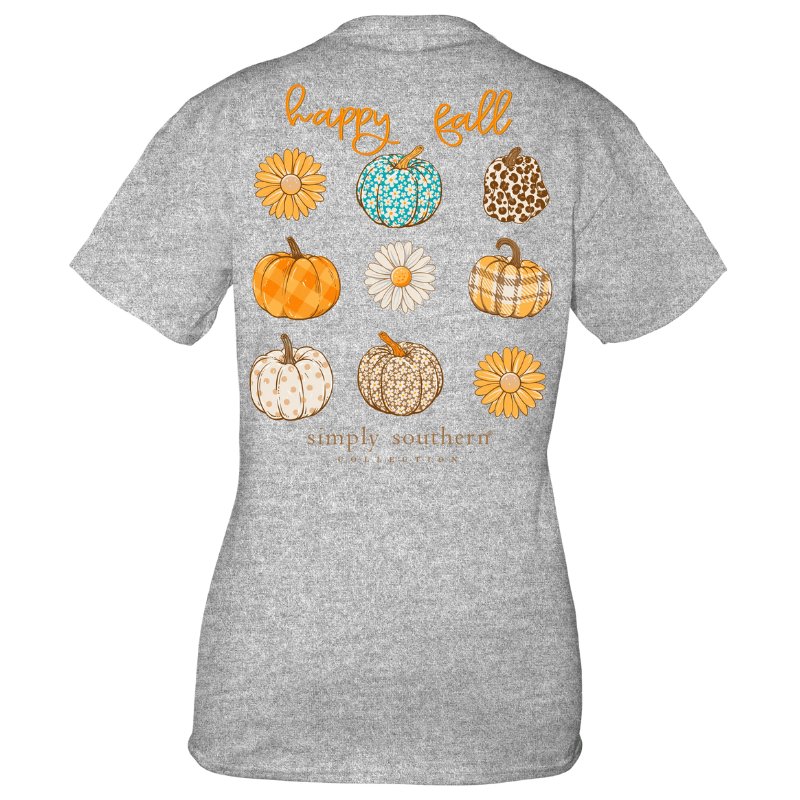 Simply Southern Shirts Simply Southern Women's Happy Fall Pumpkin Short Sleeve Graphic T-Shirt