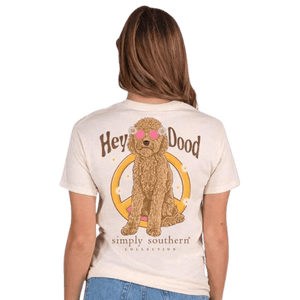 Simply Southern Shirts Simply Southern Women's Hey Dood Pearl Short Sleeve Graphic T-Shirt