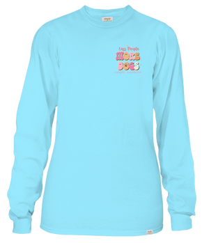 SIMPLY SOUTHERN Shirts Simply Southern Women's Pool Blue More Dogs Long Sleeve T-Shirt