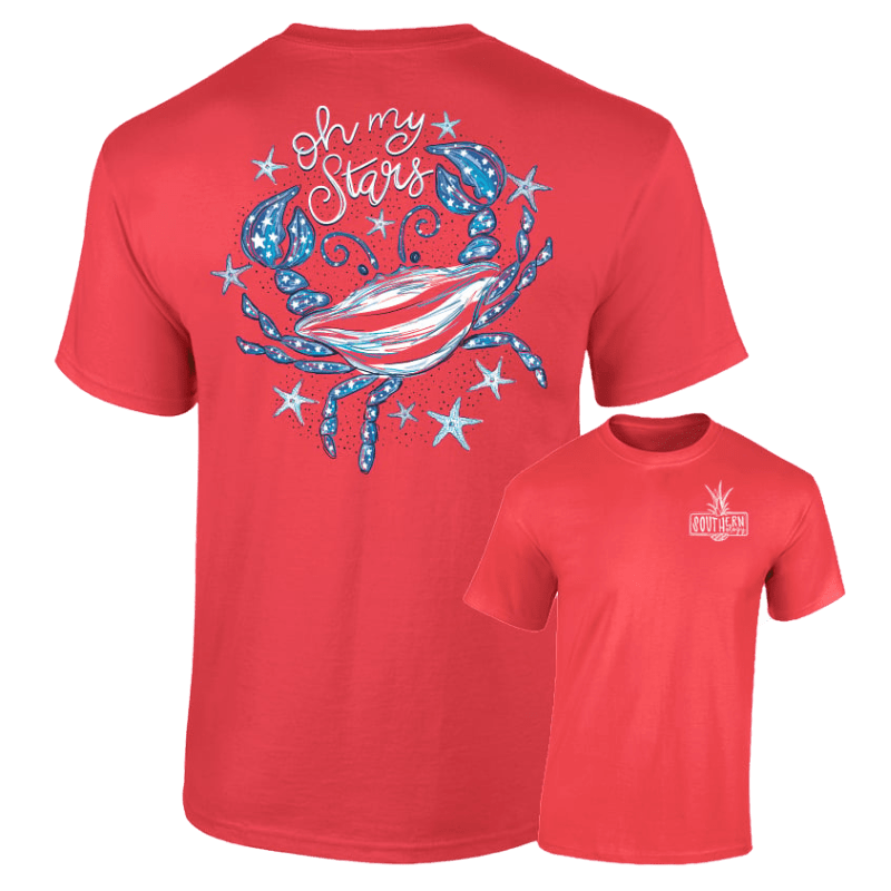 Southernology Shirts Southernology Women's Crab Oh My Stars Short Sleeve Graphic T-Shirt