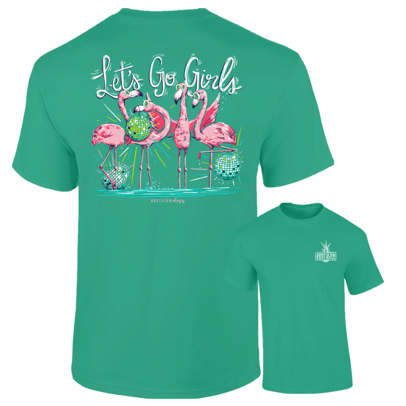 Southernology Shirts Southernology Women's Flamingo Let's Go Girls Short Sleeve Graphic T-Shirt