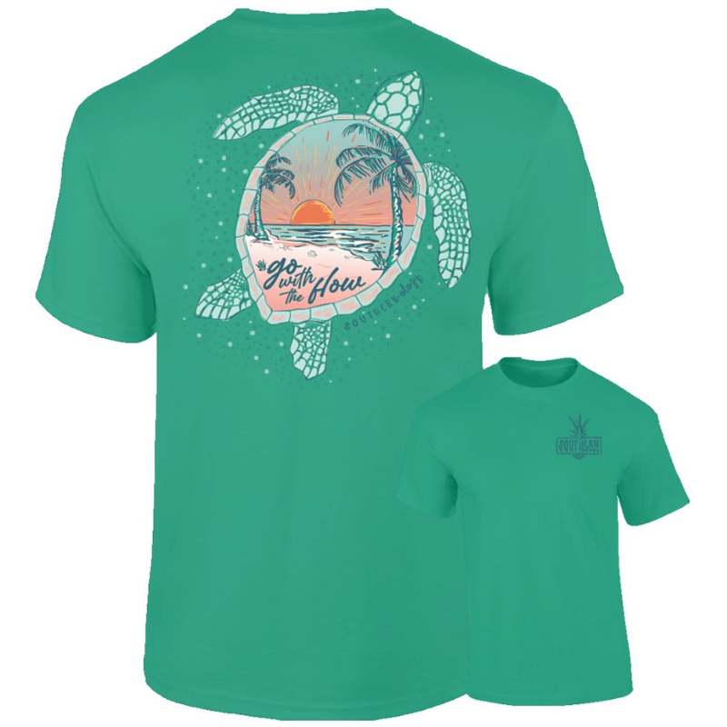 Southernology Shirts Southernology Women's Turtle Go With the Flow Short Sleeve Graphic T-Shirt
