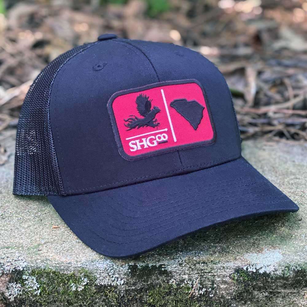State Homegrown Hats Black/Black South Carolina Rooster Trucker Hat
