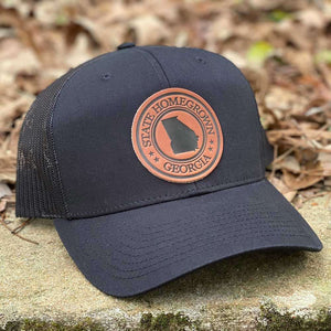 State Homegrown Headwear Georgia Pride Leather Patch Trucker Hat