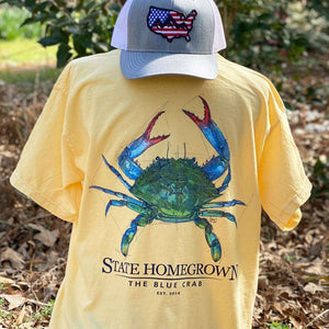 State Homegrown Shirts Butter / Small The Blue Crab Pocket Tee - Comfort Color