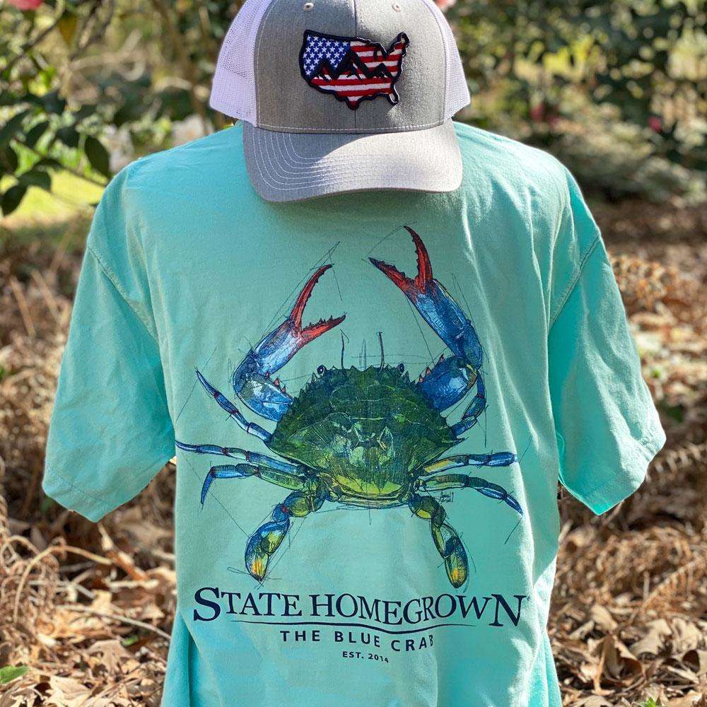 State Homegrown Shirts Chalky Mint / Small The Blue Crab Pocket Tee - Comfort Color
