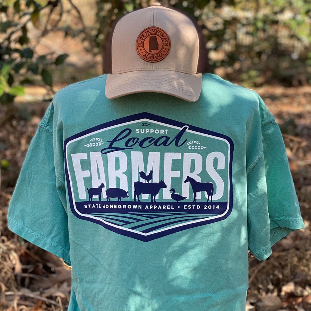 State Homegrown Shirts Local Farmers - Comfort Color Pocket Tee