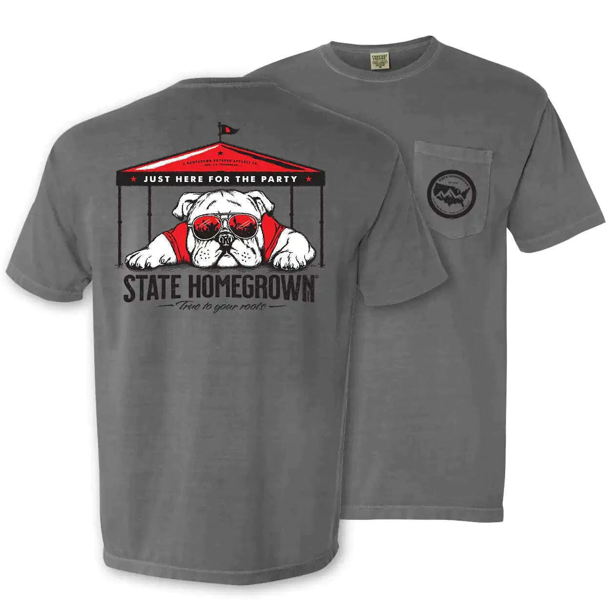 State Homegrown Shirts Small / Gray Just Here for the Party - Comfort Color