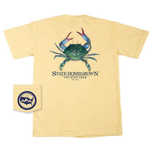 State Homegrown Shirts The Blue Crab Pocket Tee - Comfort Color