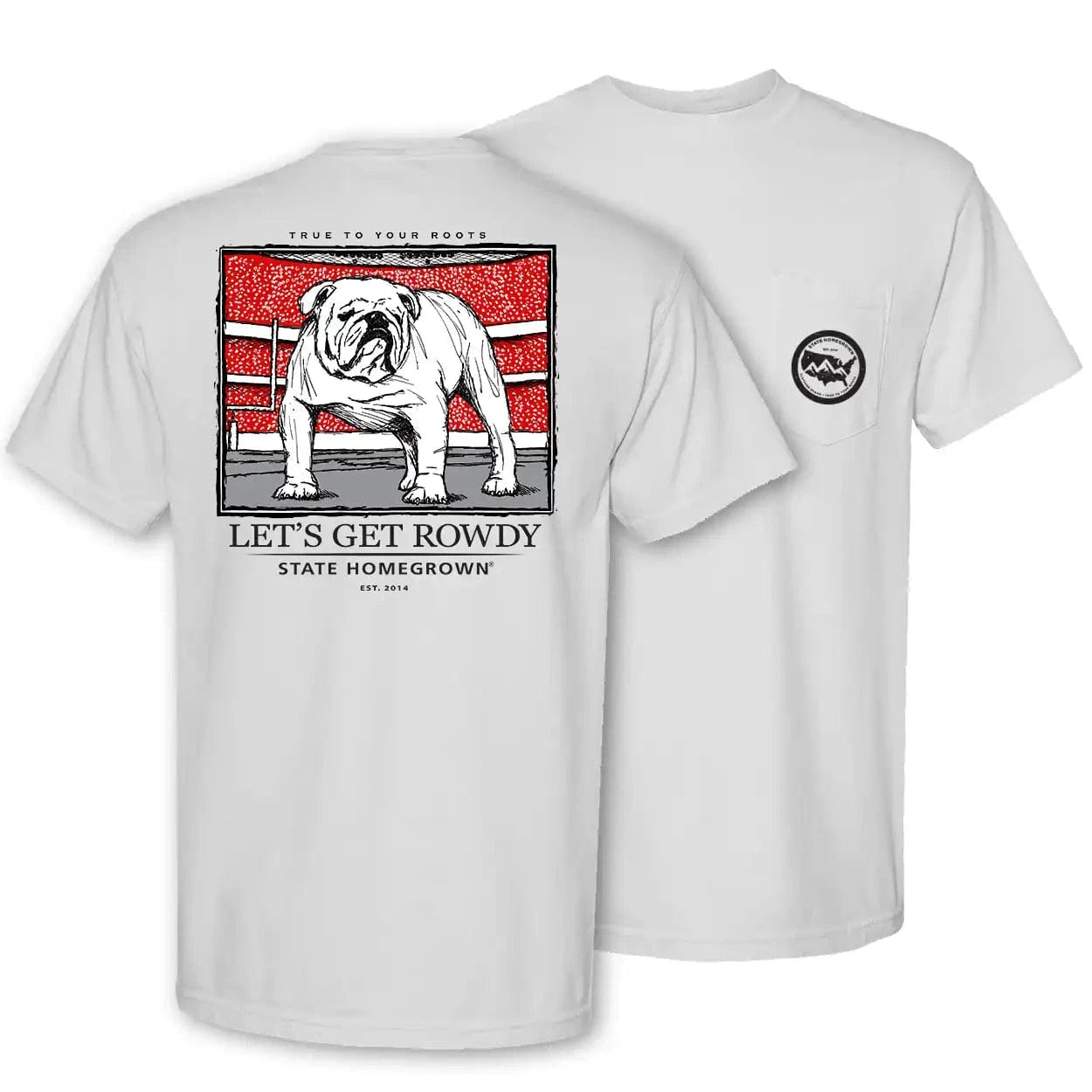 STATE HOMEGROWN Shirts White / S Let's Get Rowdy Bulldog Pocket Tee - Comfort Color