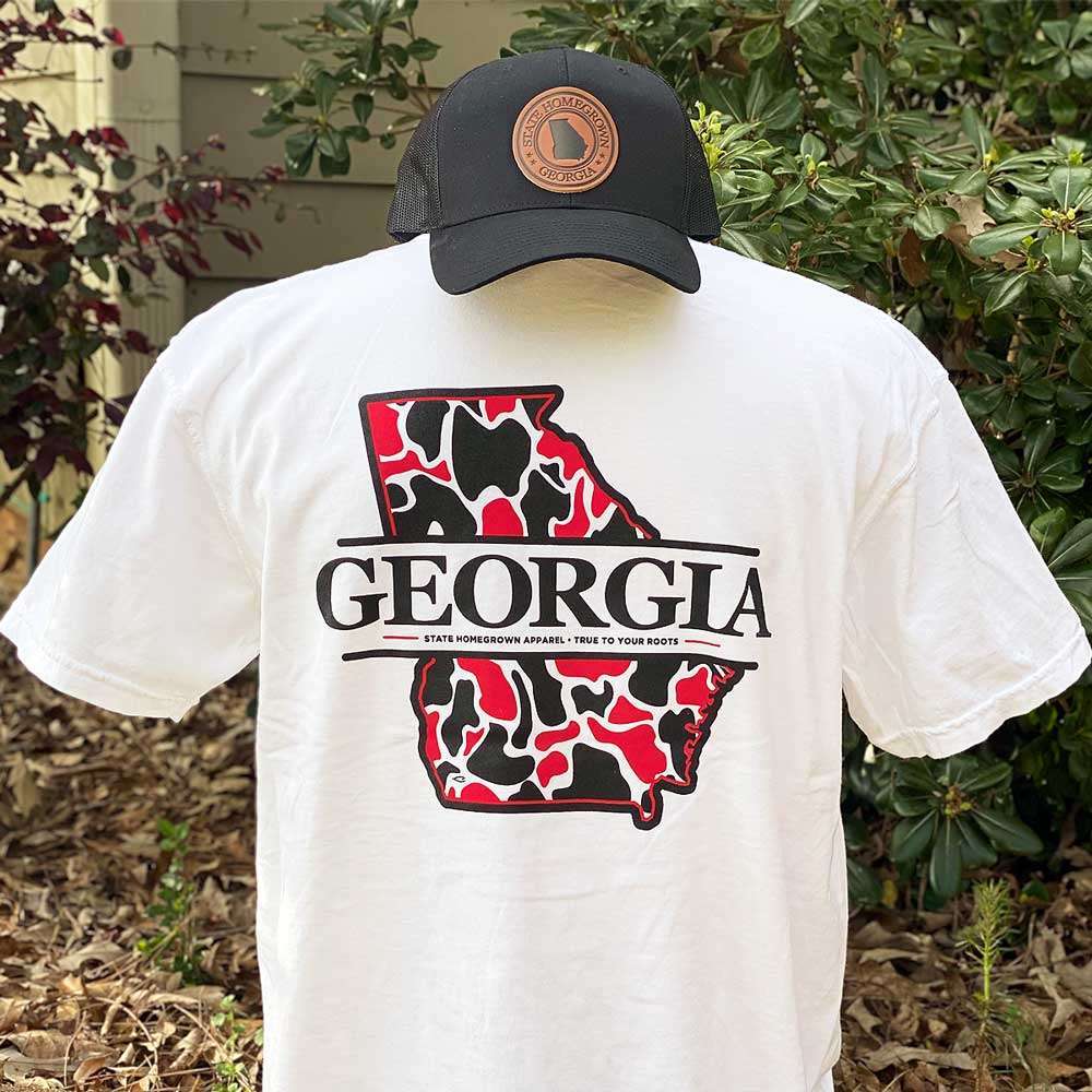 State Homegrown Short Sleeves Georgia Red & Black Camo Tee