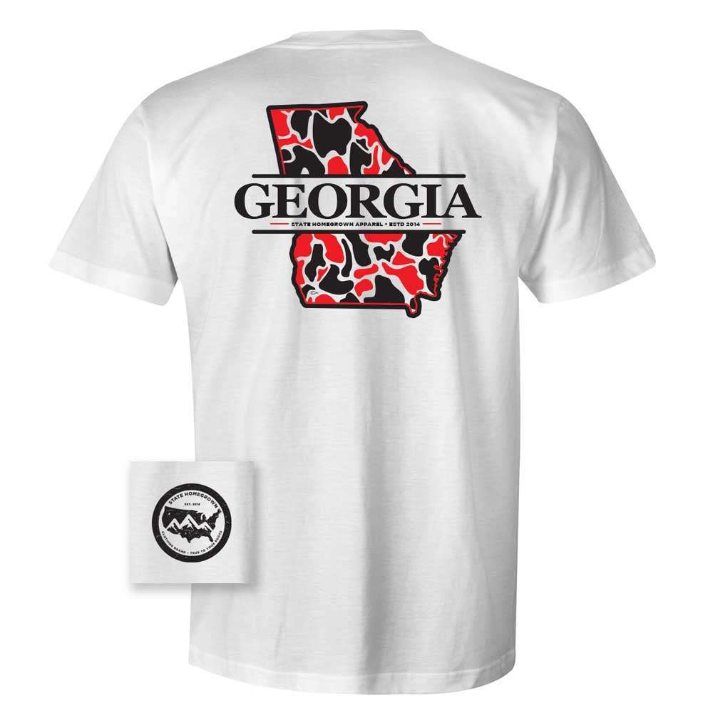 State Homegrown Short Sleeves Georgia Red & Black Camo Tee