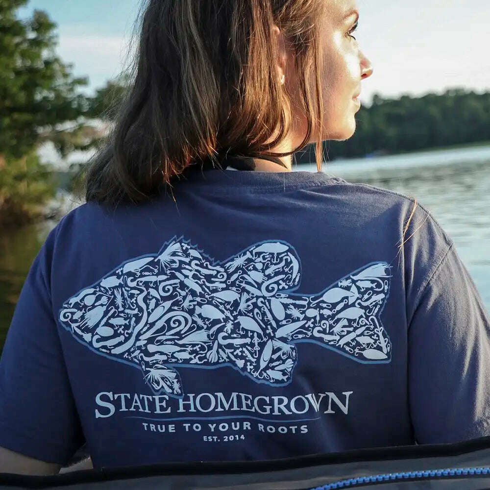 State Homegrown Short Sleeves Midnight / Small Bass Lure Tee - Comfort Color