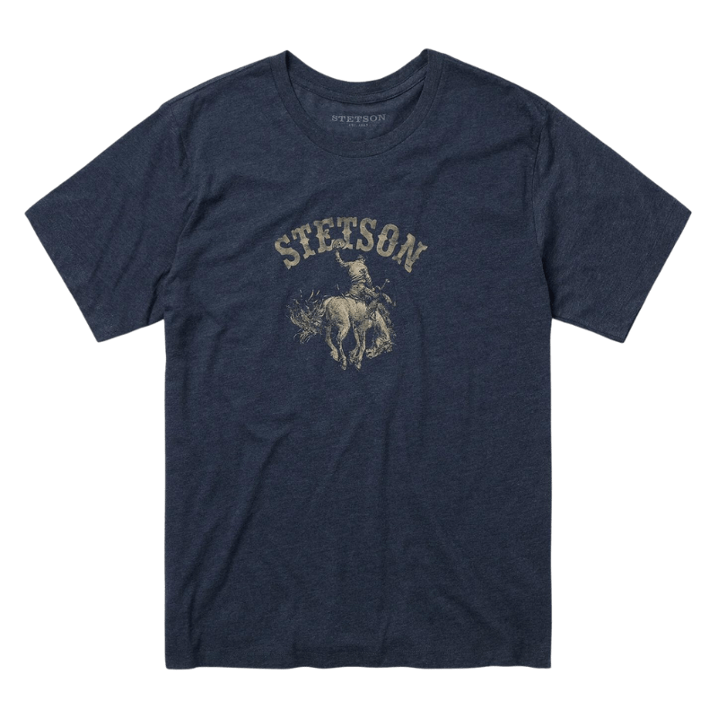 STETSON APPAREL Shirts Stetson Men's Bucking Bronco Blue Short Sleeve Graphic Tee 11-076-0562-0862 BU