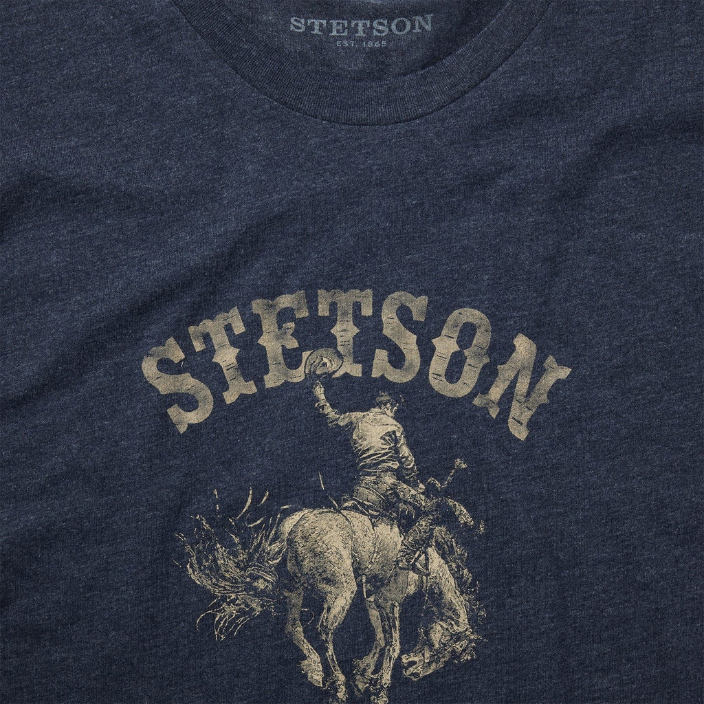 STETSON APPAREL Shirts Stetson Men's Bucking Bronco Blue Short Sleeve Graphic Tee 11-076-0562-0862 BU