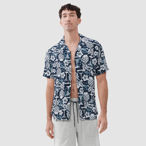 Surfside Supply Co. Shirts Billy Pineapple Martini Rayon Shirt – Navy Blazer