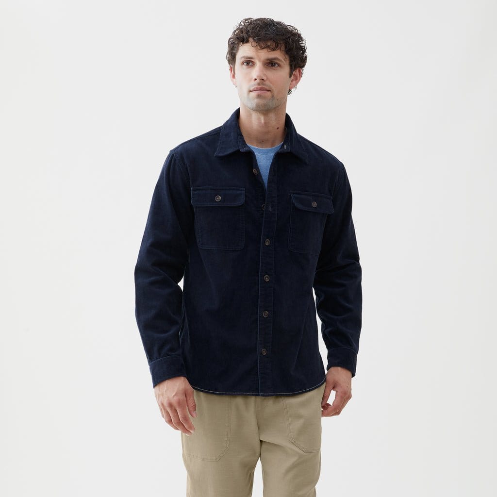 Surfside Supply Co. Shirts & Tops Alex Corduroy Utility Overshirt - Navy Blazer