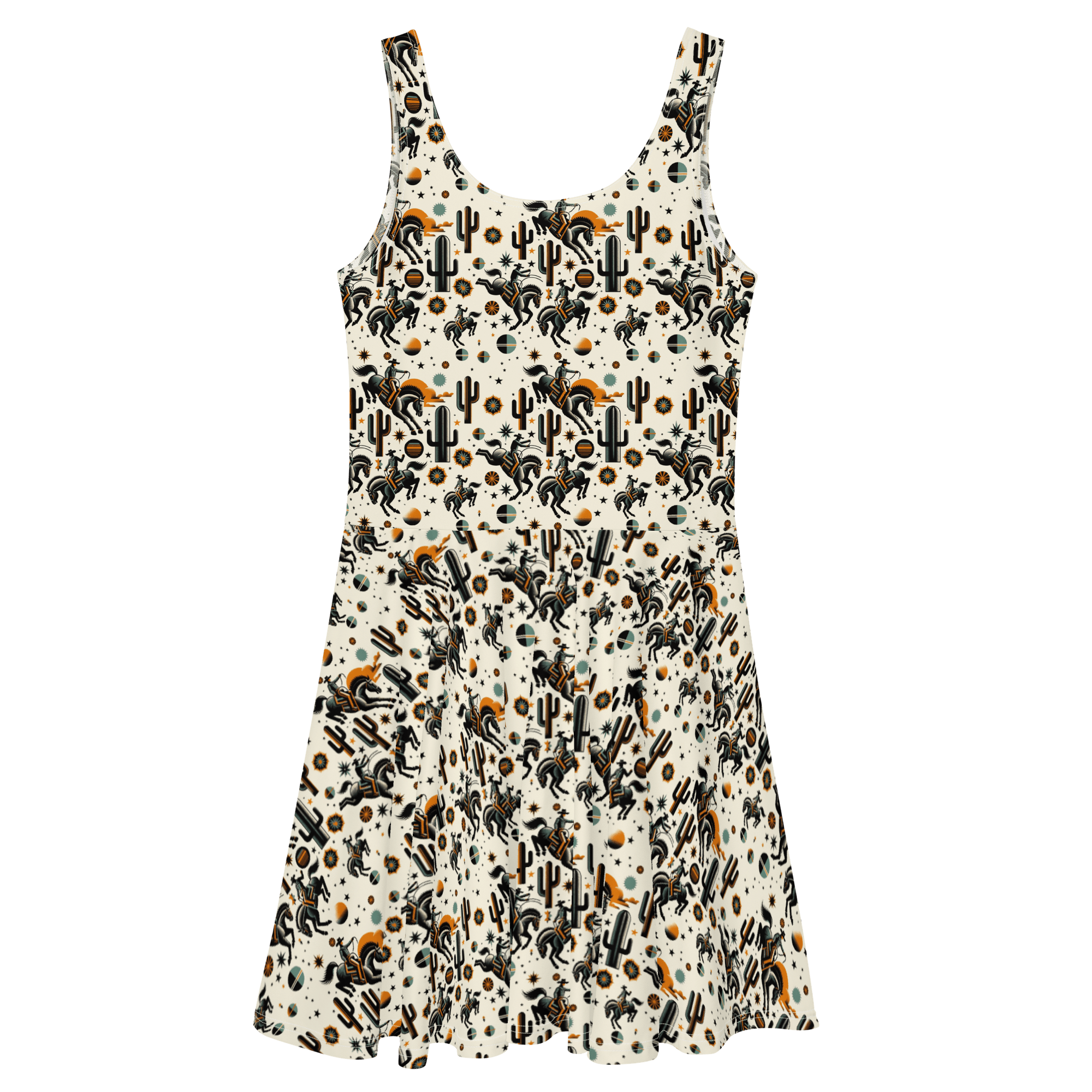Texas Eclipse Outfitters Dress Cosmic Rodeo: Bucking Space Bronco Sun Dress