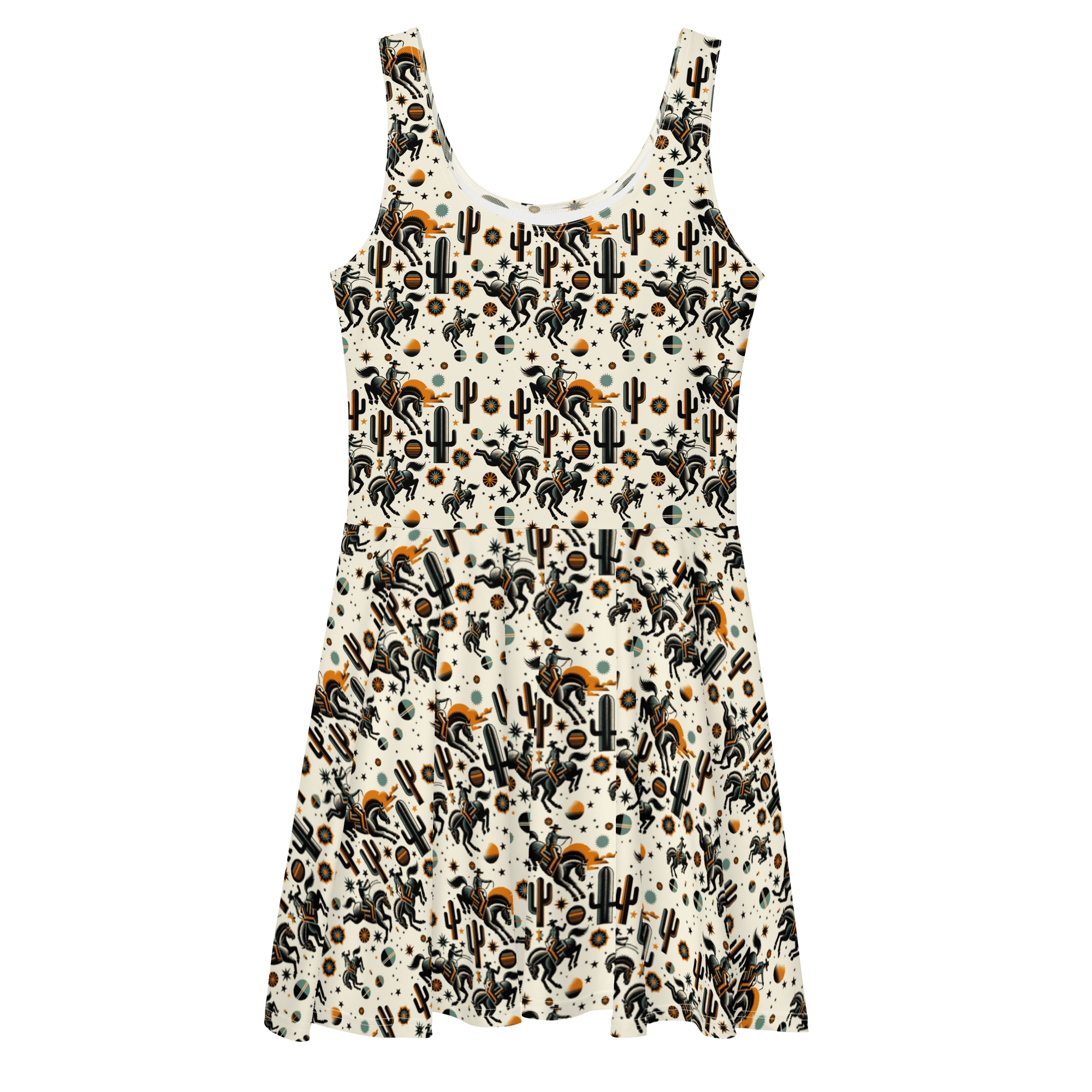 Texas Eclipse Outfitters Dress XS Cosmic Rodeo: Bucking Space Bronco Sun Dress