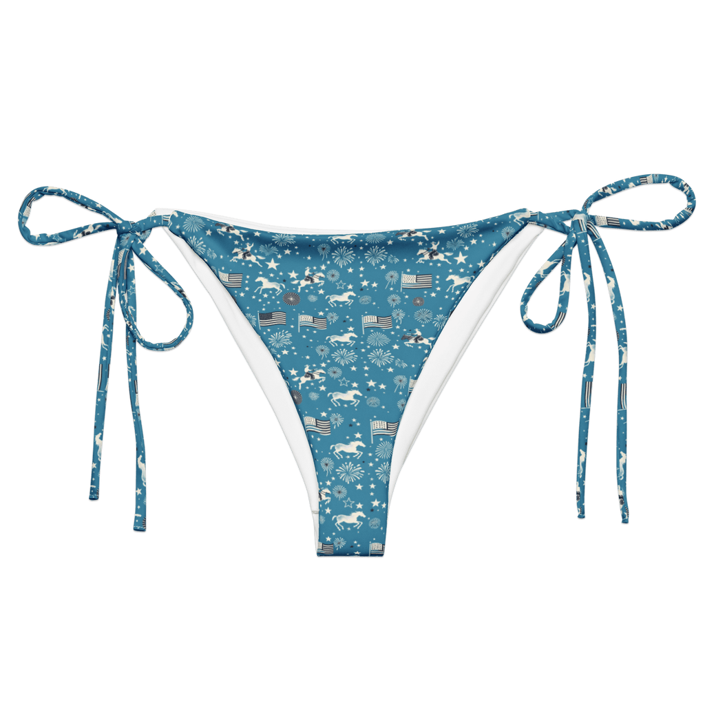 Texas Eclipse Outfitters Swimwear 2XS Independence Blues: Fourth of July Cowboy String Bikini Bottom