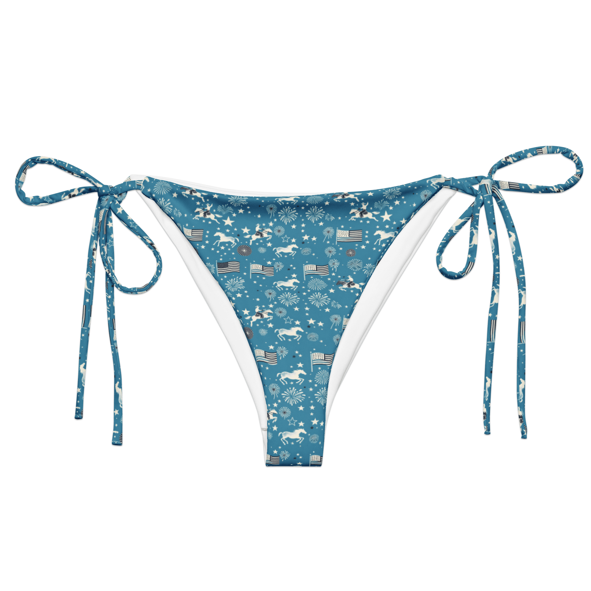 Texas Eclipse Outfitters Swimwear 2XS Independence Blues: Fourth of July Cowboy String Bikini Bottom