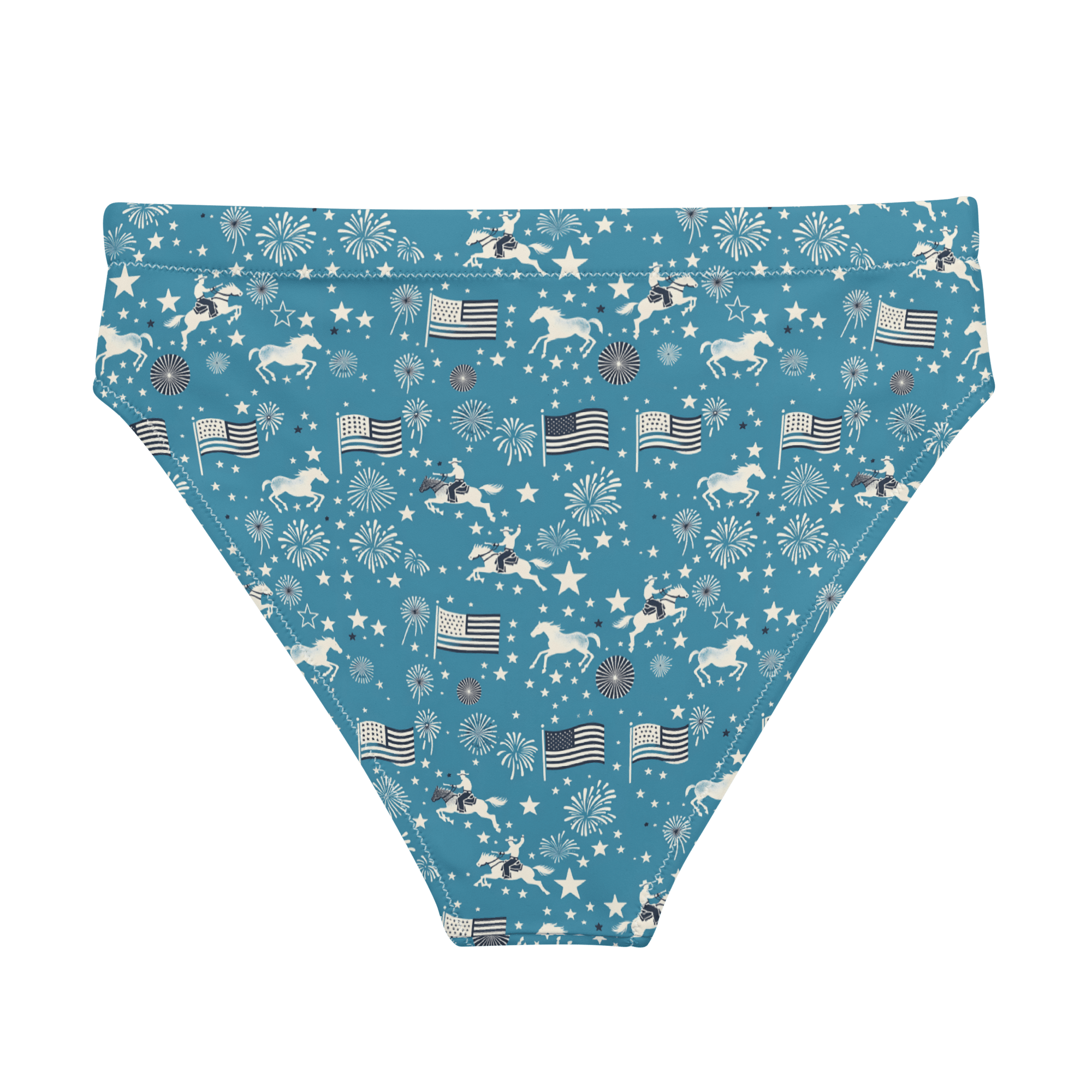 Texas Eclipse Outfitters Swimwear Independence Blues: Fourth of July Cowboy High-Waisted Bikini Bottom