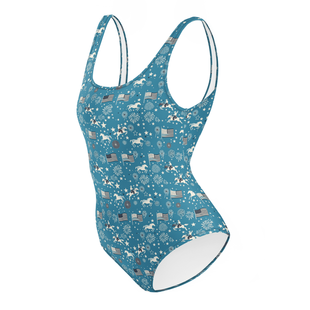 Texas Eclipse Outfitters Swimwear Independence Blues: Fourth of July Cowboy One-Piece Swimsuit