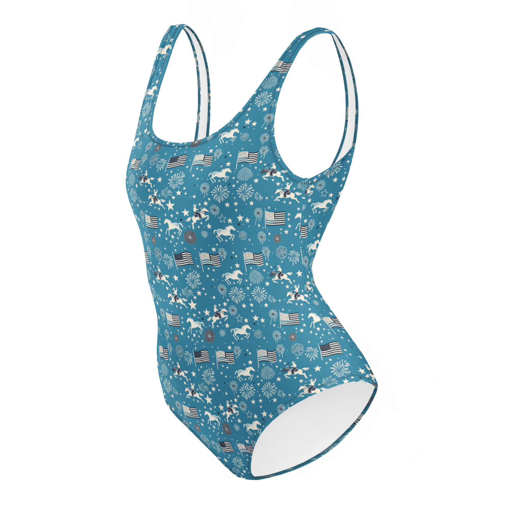 Texas Eclipse Outfitters Swimwear Independence Blues: Fourth of July Cowboy One-Piece Swimsuit