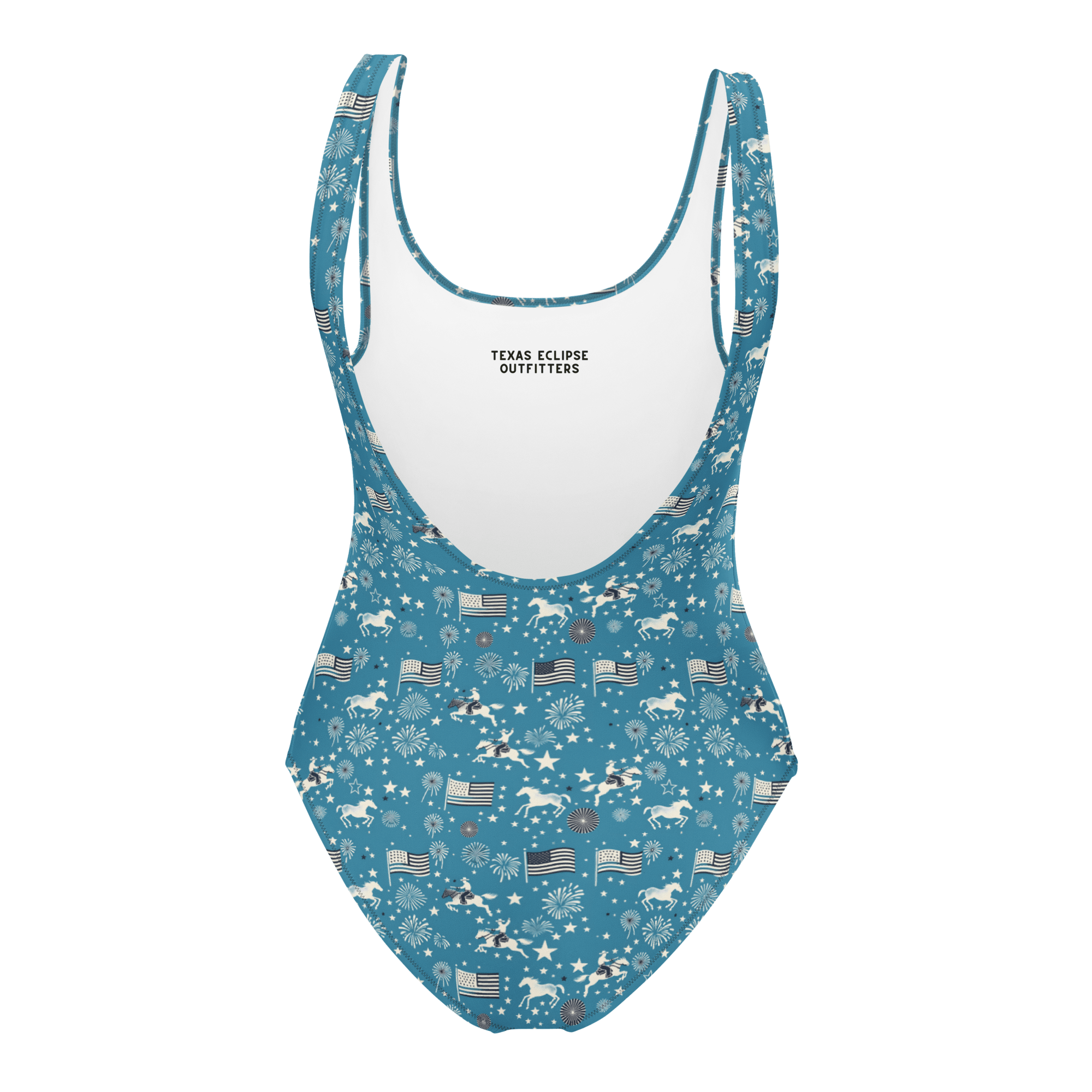 Texas Eclipse Outfitters Swimwear Independence Blues: Fourth of July Cowboy One-Piece Swimsuit