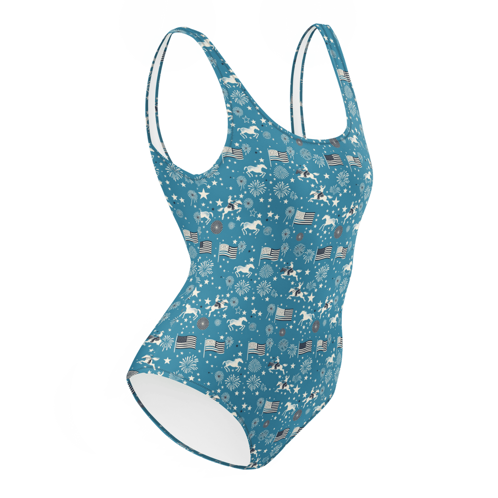 Texas Eclipse Outfitters Swimwear Independence Blues: Fourth of July Cowboy One-Piece Swimsuit