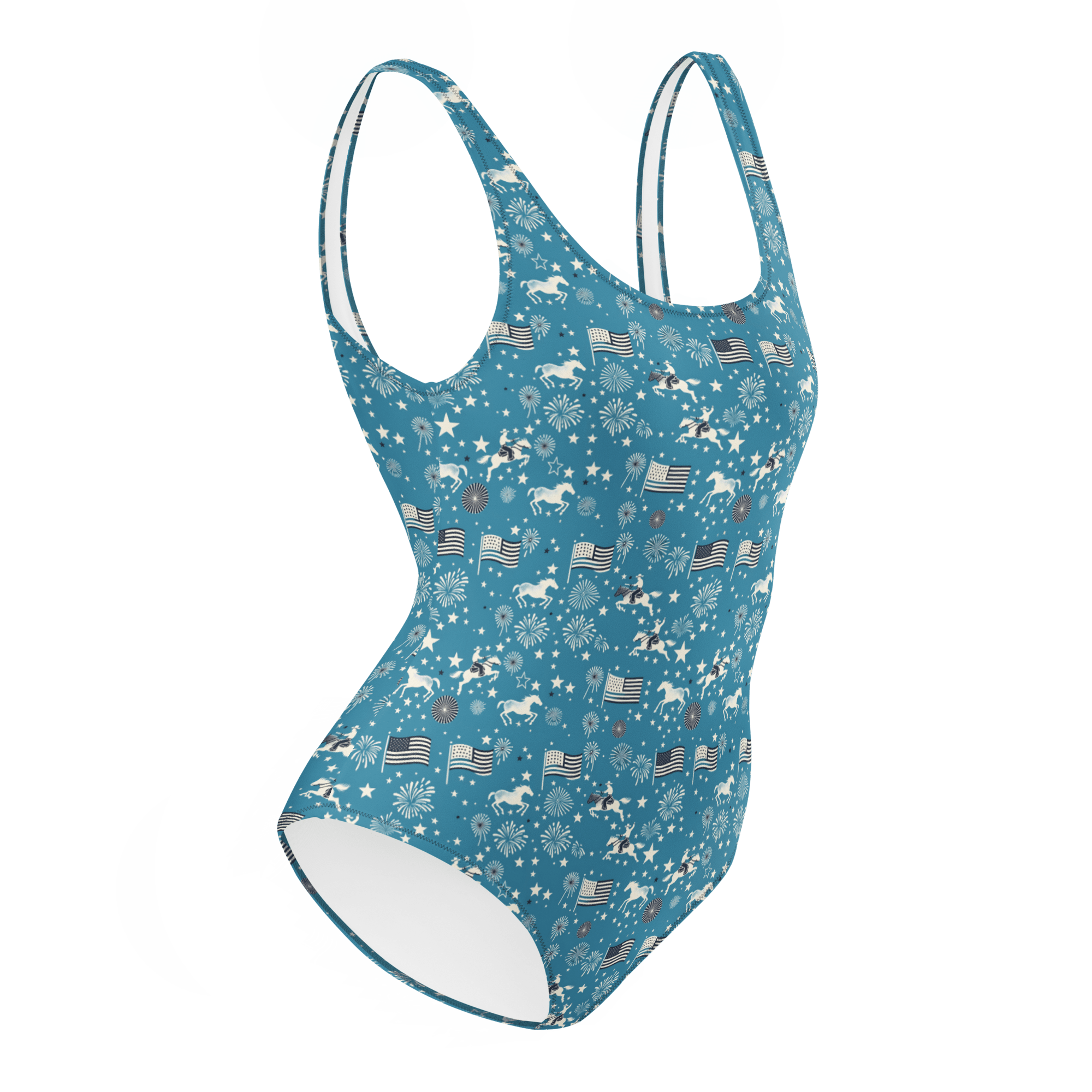 Texas Eclipse Outfitters Swimwear Independence Blues: Fourth of July Cowboy One-Piece Swimsuit
