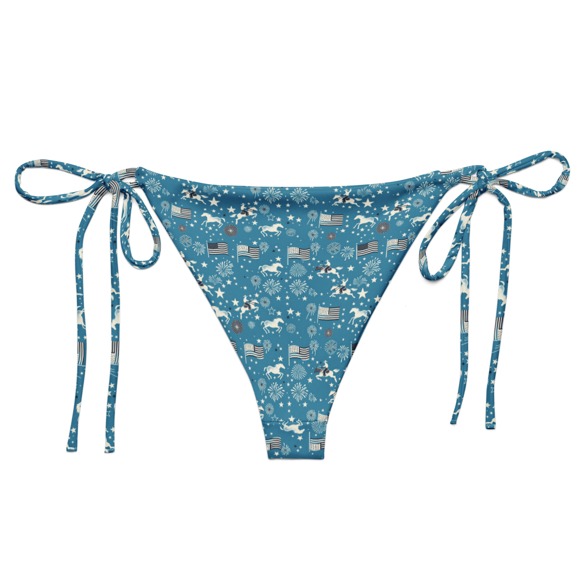 Texas Eclipse Outfitters Swimwear Independence Blues: Fourth of July Cowboy String Bikini Bottom