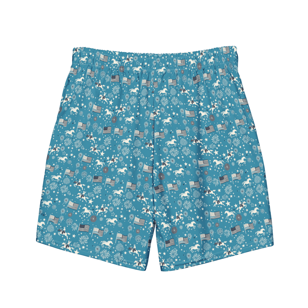 Texas Eclipse Outfitters Swimwear Independence Blues: Fourth of July Cowboy Swim Trunks