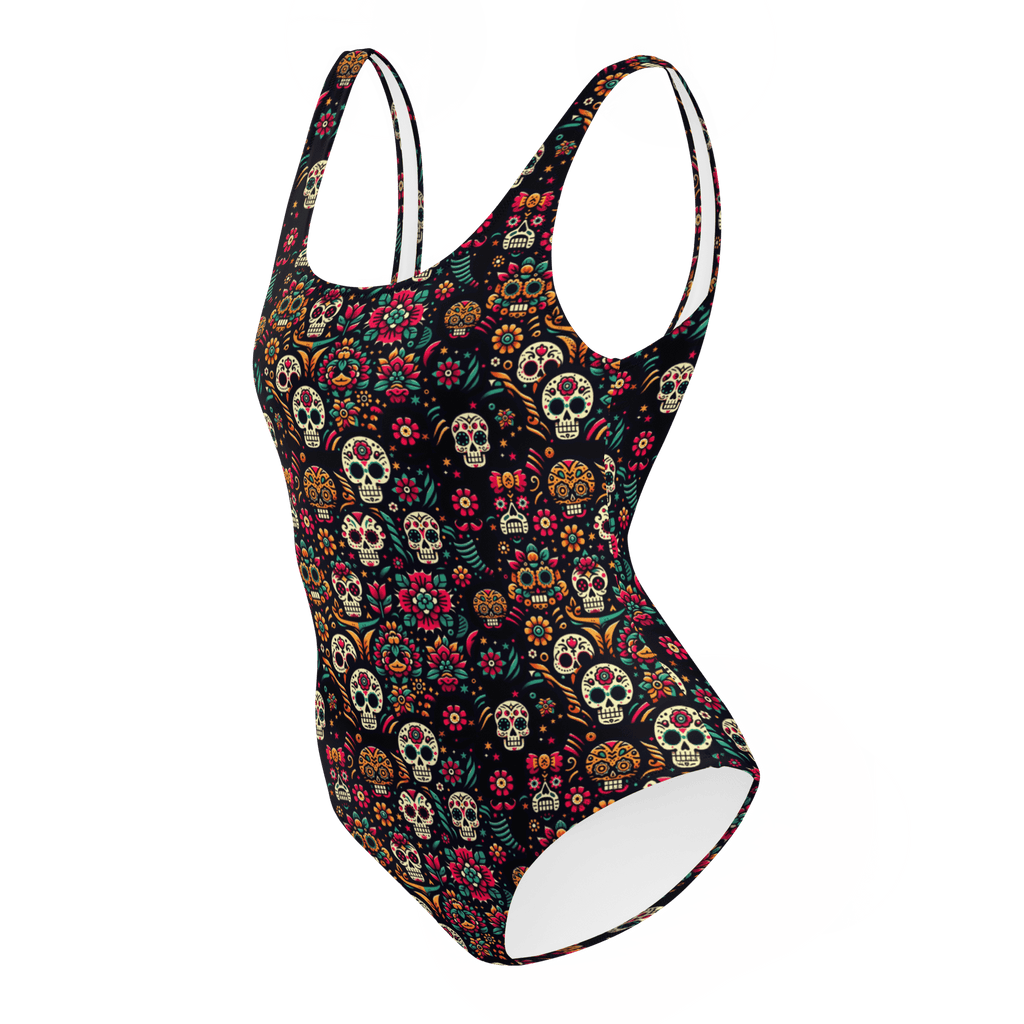 Texas Eclipse Outfitters Swimwear Night Calavera: Dark Skulls One-Piece Swimsuit