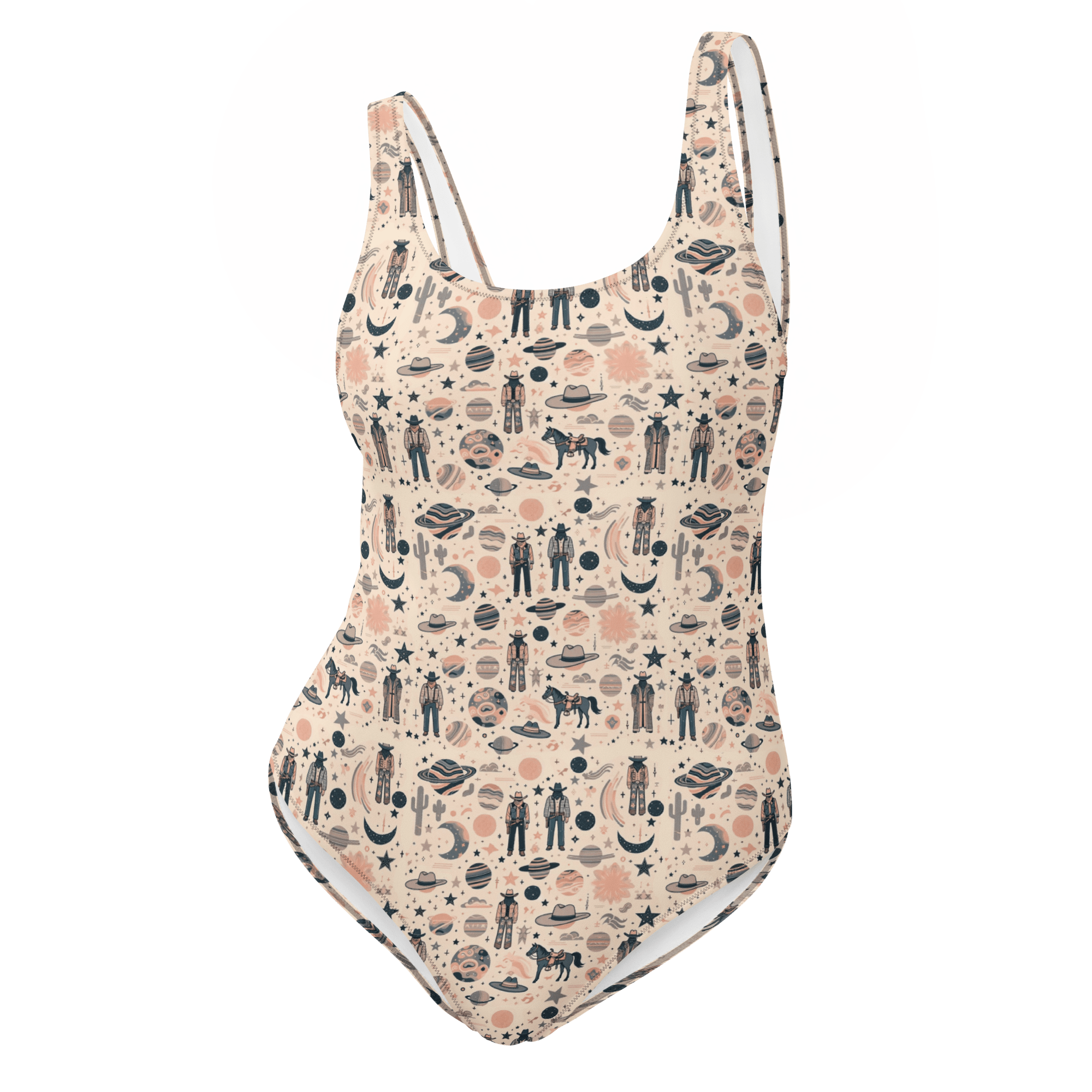 Texas Eclipse Outfitters Swimwear XS Cosmic Wrangler: Western Space Cowboy One-Piece Swimsuit