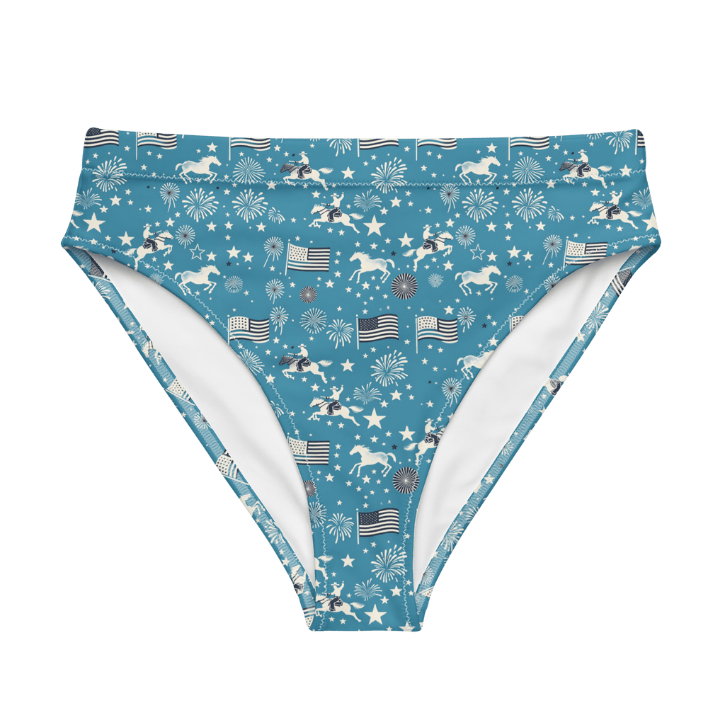 Texas Eclipse Outfitters Swimwear XS Independence Blues: Fourth of July Cowboy High-Waisted Bikini Bottom