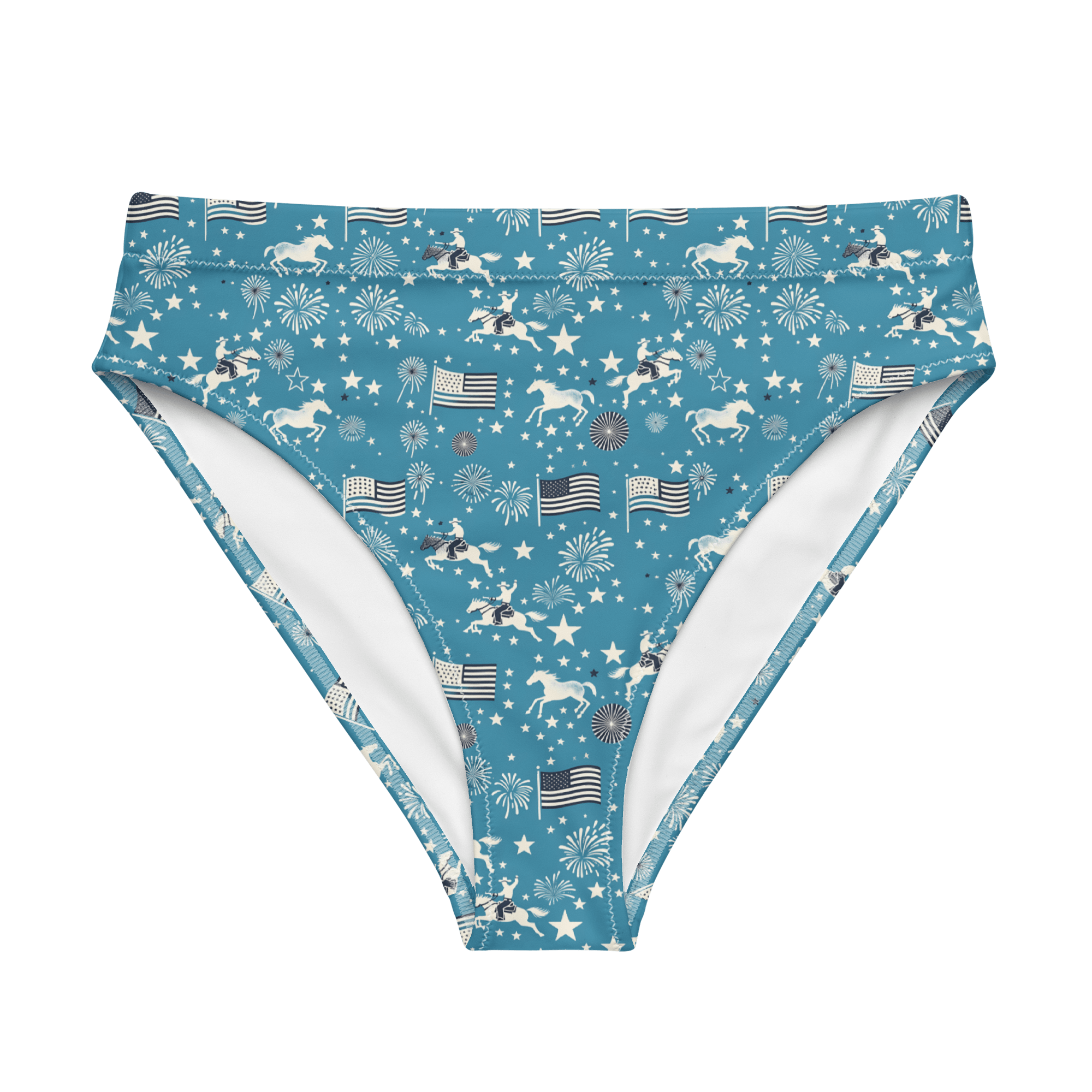 Texas Eclipse Outfitters Swimwear XS Independence Blues: Fourth of July Cowboy High-Waisted Bikini Bottom
