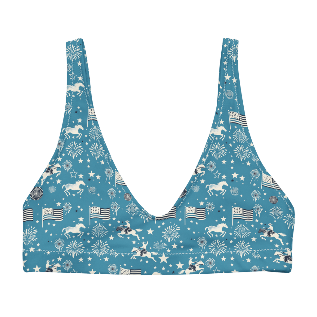 Texas Eclipse Outfitters Swimwear XS Independence Blues: Fourth of July Cowboy High-Waisted Bikini Top