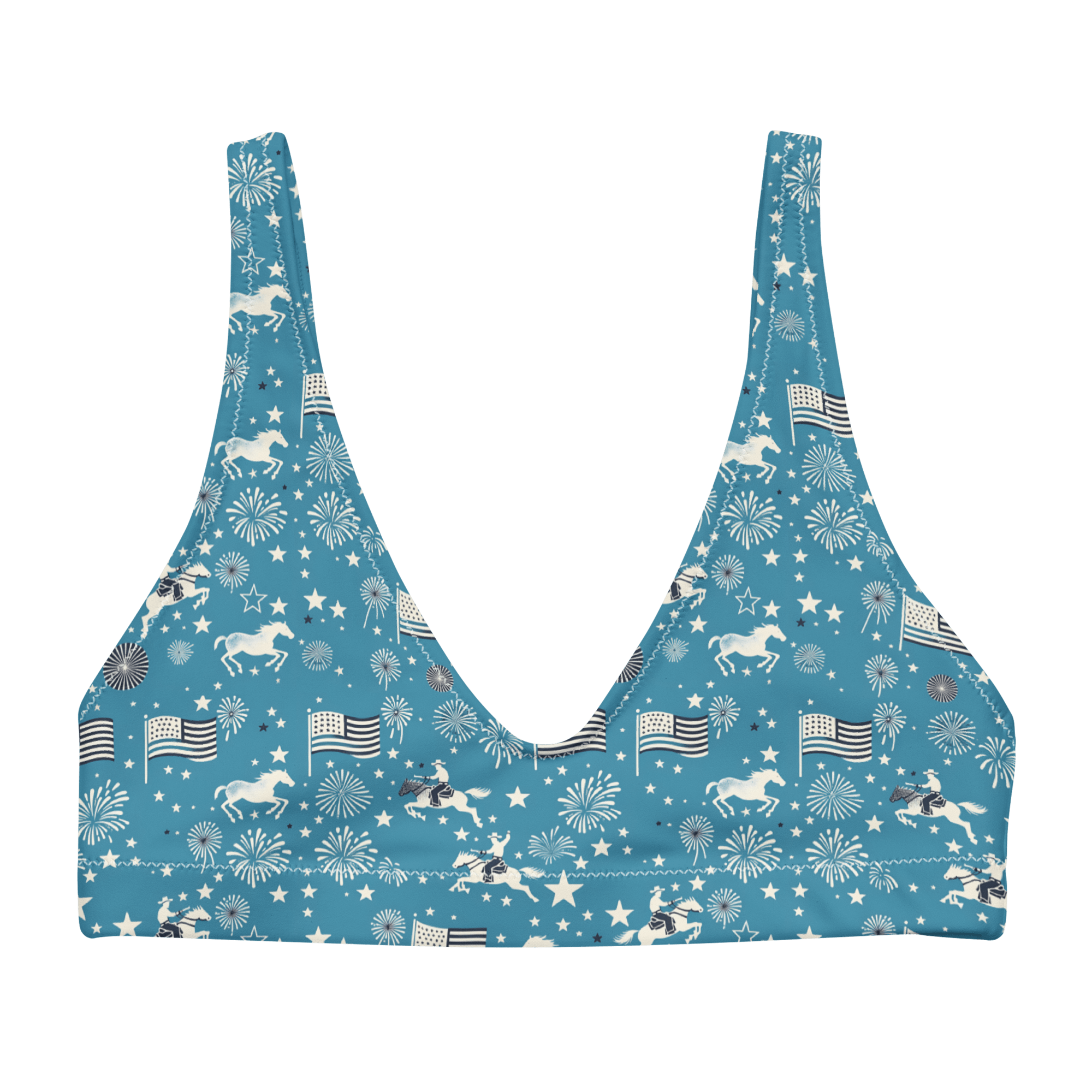 Texas Eclipse Outfitters Swimwear XS Independence Blues: Fourth of July Cowboy High-Waisted Bikini Top