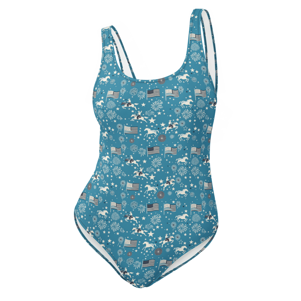 Texas Eclipse Outfitters Swimwear XS Independence Blues: Fourth of July Cowboy One-Piece Swimsuit