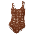 Texas Eclipse Outfitters XS Wild Steer: Fiery Longhorn One-Piece Swimsuit