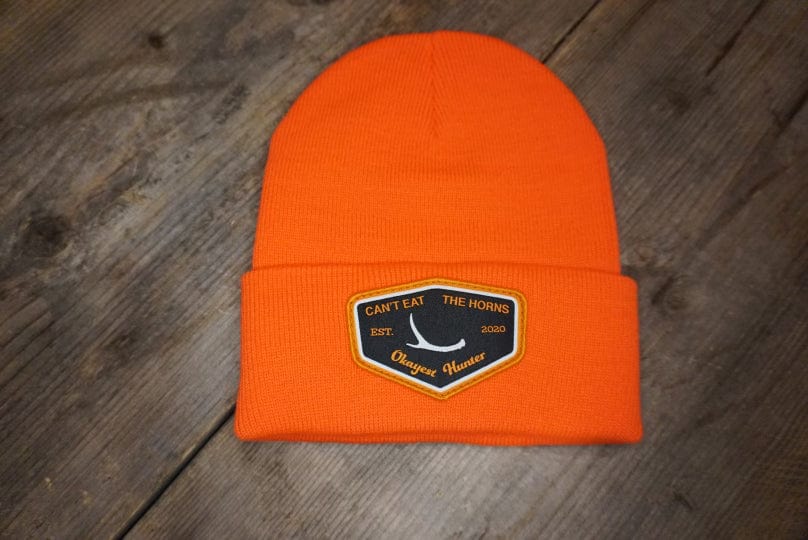 The Okayest Hunter Hats Blaze Orange Can't Eat The Horns Knit Hunting Hat