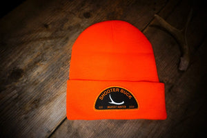 The Okayest Hunter Hats Blaze Orange Shooter Buck Beanie Patch Hat