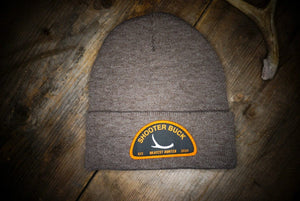 The Okayest Hunter Hats Heather Brown Shooter Buck Beanie Patch Hat