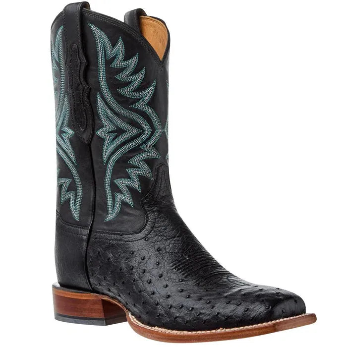 TONY LAMA Boots Tony Lama Men's Black Smooth Ostrich Exotic Western Boots EP6105