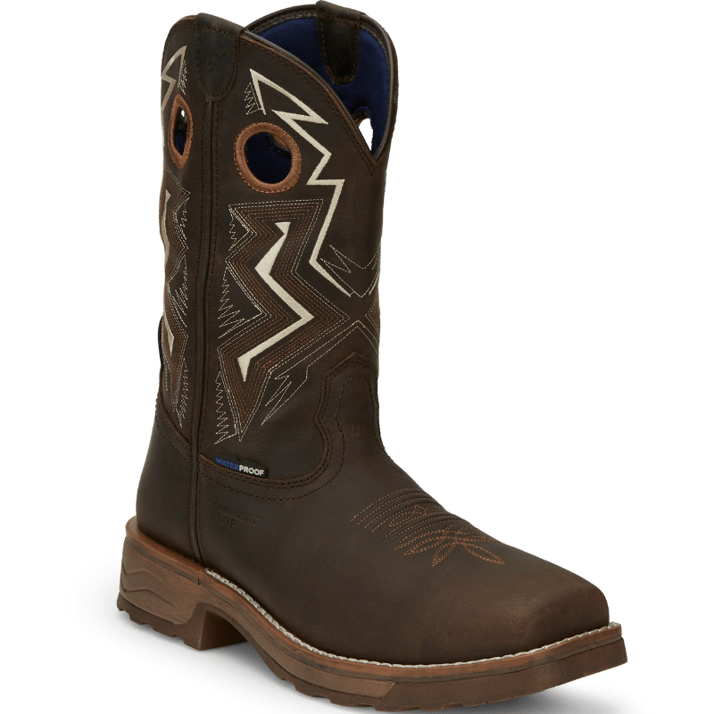 Tony Lama Boots Tony Lama Men's Force Dark Brown 11" Wide Square Composite Toe Waterproof Work Boots TW3403